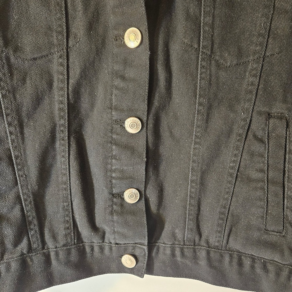 Forever 21 Plus Size Black Denim Trucker Jacket Womens 1X Button Up Outerwear - Picture 2 of 10